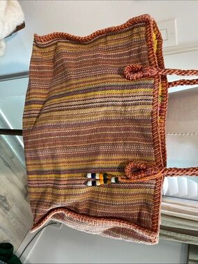 Beautiful Handwoven Multi-Stripe Tote Bag